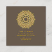 Mandala  Lotus Flower Gold Yoga Instructor Vierkante Visitekaartje (Achterkant)