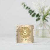 Mandala  Lotus Flower Gold Yoga Instructor Vierkante Visitekaartje (Staand voorkant)