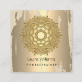Mandala  Lotus Flower Gold Yoga Instructor Vierkante Visitekaartje (Voorkant)