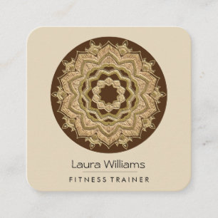Mandala Lotus Flower Gold Yoga Instructor Vierkante Visitekaartje