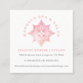 Mandala Lotus Flower Logo & Blush Pink Waterverf Vierkante Visitekaartje (Achterkant)