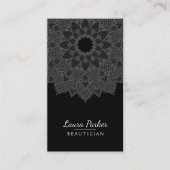 Mandala Lotus Flower Yoga Black White Clean Visitekaartje (Voorkant)