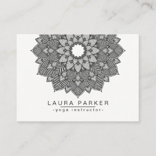 Mandala Lotus Flower Yoga Black White Holistic Visitekaartje