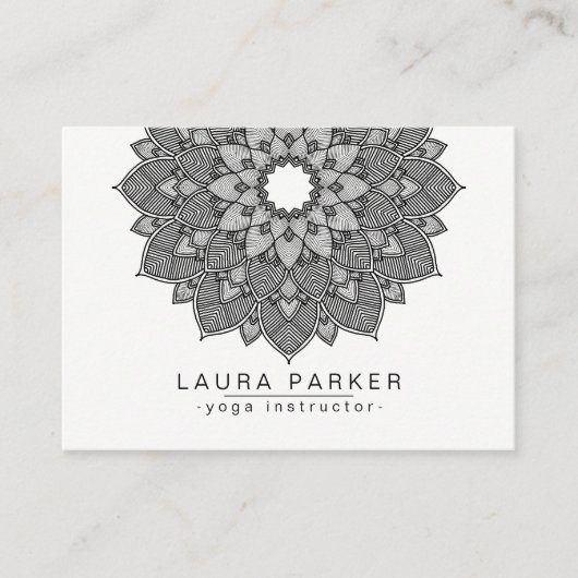 Mandala Lotus Flower Yoga Black White Holistic Visitekaartje (Voorkant)
