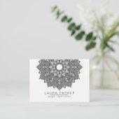 Mandala Lotus Flower Yoga Black White Holistic Visitekaartje (Staand voorkant)