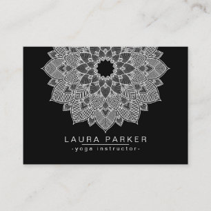 Mandala Lotus Flower Yoga Black White Holistic Visitekaartje