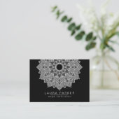 Mandala Lotus Flower Yoga Black White Holistic Visitekaartje (Staand voorkant)