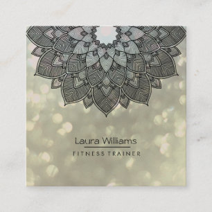 Mandala Lotus Flower Yoga Instructor Holistic Vierkante Visitekaartje
