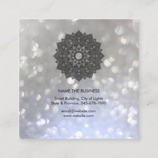 Mandala Lotus Flower Yoga Instructor Holistic Vierkante Visitekaartje (Achterkant)