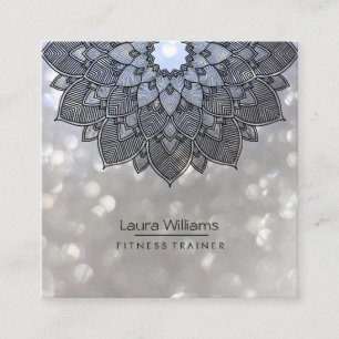 Mandala Lotus Flower Yoga Instructor Holistic Vierkante Visitekaartje