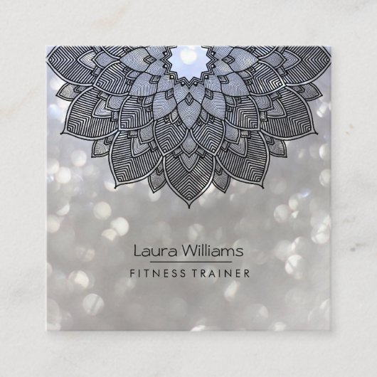 Mandala Lotus Flower Yoga Instructor Holistic Vierkante Visitekaartje (Voorkant)