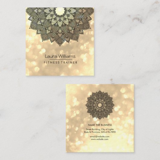 Mandala Lotus Flower Yoga Instructor Holistic Vierkante Visitekaartje (Voorkant / Achterkant)