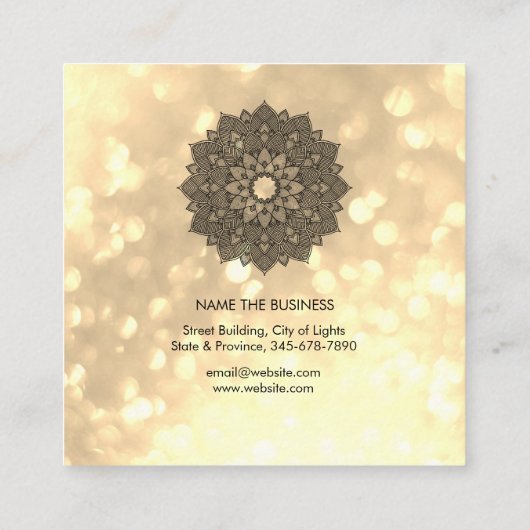 Mandala Lotus Flower Yoga Instructor Holistic Vierkante Visitekaartje (Achterkant)