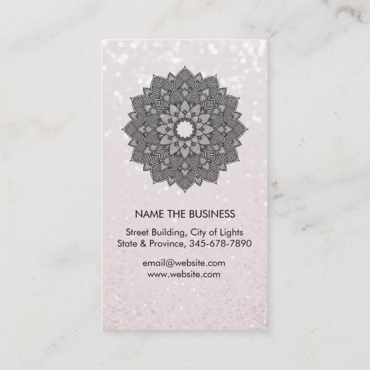 Mandala Lotus Flower Yoga Instructor Pink Holistic Visitekaartje (Achterkant)