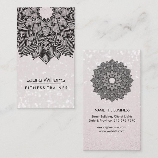 Mandala Lotus Flower Yoga Instructor Pink Holistic Visitekaartje (Voorkant / Achterkant)