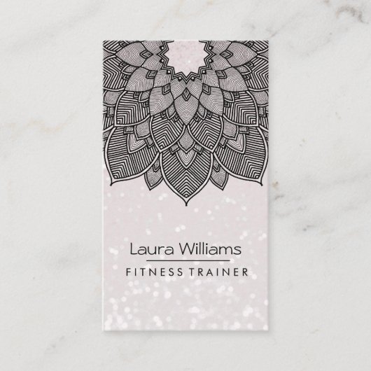 Mandala Lotus Flower Yoga Instructor Pink Holistic Visitekaartje (Voorkant)