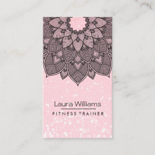 Mandala Lotus Flower Yoga Instructor Pink Holistic Visitekaartje