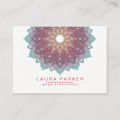 Mandala Lotus Flower Yoga Pink Green Holistic Visitekaartje (Voorkant)