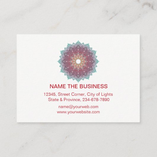 Mandala Lotus Flower Yoga Pink Green Holistic Visitekaartje (Achterkant)