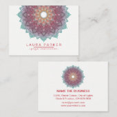 Mandala Lotus Flower Yoga Pink Green Holistic Visitekaartje (Voorkant / Achterkant)
