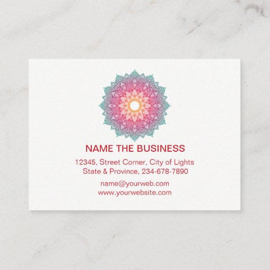 Mandala Lotus Flower Yoga Pink Holistic Visitekaartje (Achterkant)