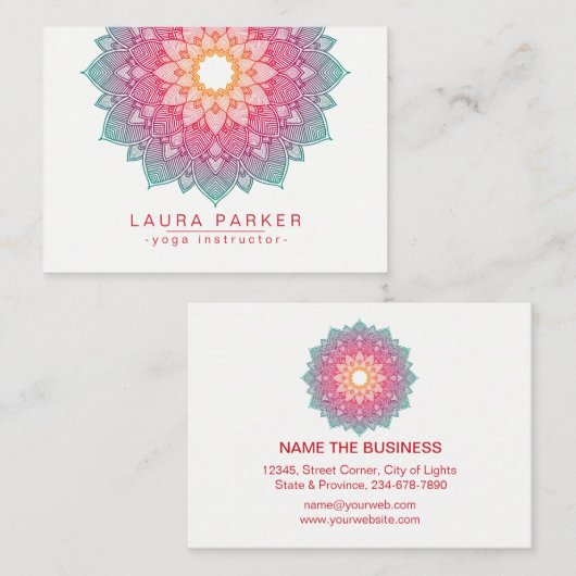 Mandala Lotus Flower Yoga Pink Holistic Visitekaartje (Voorkant / Achterkant)