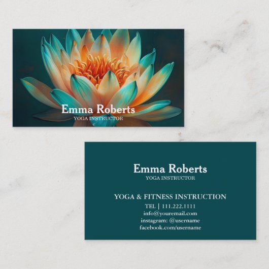 MANDALA LOTUS GEPERSONALISEERD YOGA INSTRUCTOR VISITEKAARTJE (Voorkant / Achterkant)