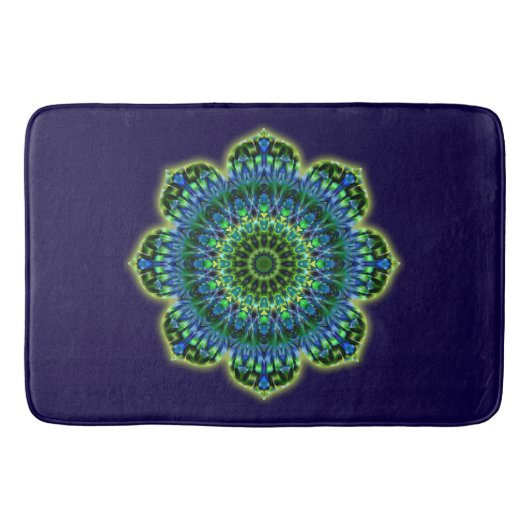 Mandala Lotus green blue + je rug. en ideeën Badmat (Voorkant)