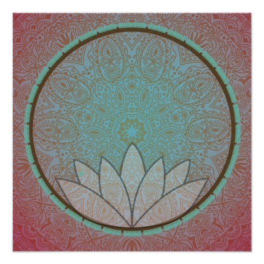 Mandala Lotus Meditation Circle Poster (Voorkant)
