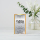 Mandala Lotus | Metallic Achtergrond Visitekaartje (Staand voorkant)