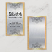 Mandala Lotus | Metallic Achtergrond Visitekaartje (Voorkant / Achterkant)