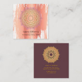 Mandala  Lotus Roos Gold Yoga Instructor Vierkante Visitekaartje (Voorkant / Achterkant)