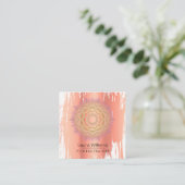 Mandala  Lotus Roos Gold Yoga Instructor Vierkante Visitekaartje (Staand voorkant)