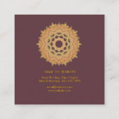 Mandala  Lotus Roos Gold Yoga Instructor Vierkante Visitekaartje (Achterkant)