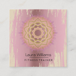 Mandala Lotus Roos Gold Yoga Instructor Vierkante Visitekaartje