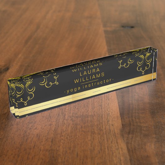 Mandala Lotus Yoga Holistic Gold Classic Naambordje (Zijkant)