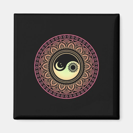 Mandala Maan En Zon Yin Yang Magneet (Voorkant)