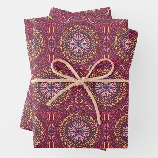 Mandala Magenta Design Inpakpapier Vel (In situ)