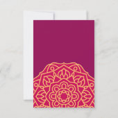 Mandala Magenta Gold Indiase bruiloft RSVP Kaartje (Achterkant)