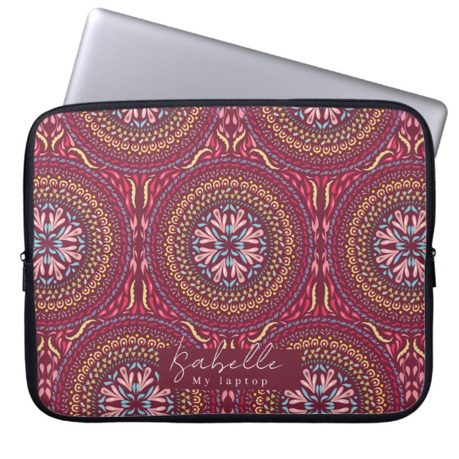 Mandala Magenta Laptop Sleeve (Voorkant)