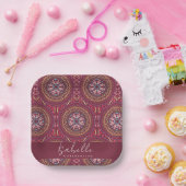 Mandala Magenta Papieren Bordje (Feest)