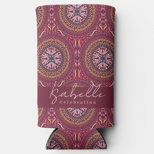 Mandala Magenta Seltzer Koelbox Blikjeskoeler (Voorkant)