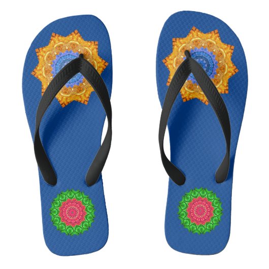Mandala Magic Chakra Verbetering Blauw Zee Teenslippers (Voetbed)