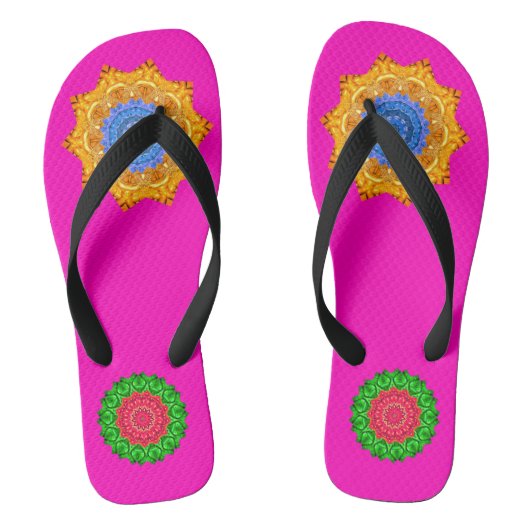 Mandala Magic Chakra Verbetering Fuschia Teenslippers (Voetbed)