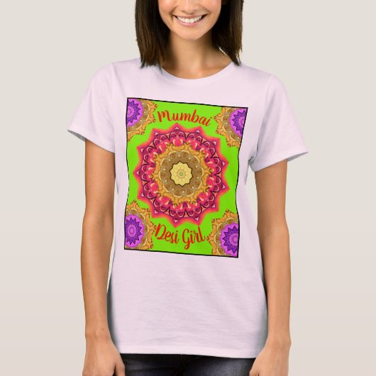 Mandala Magic Mumbai Desi Meisje T-shirt (Voorkant)