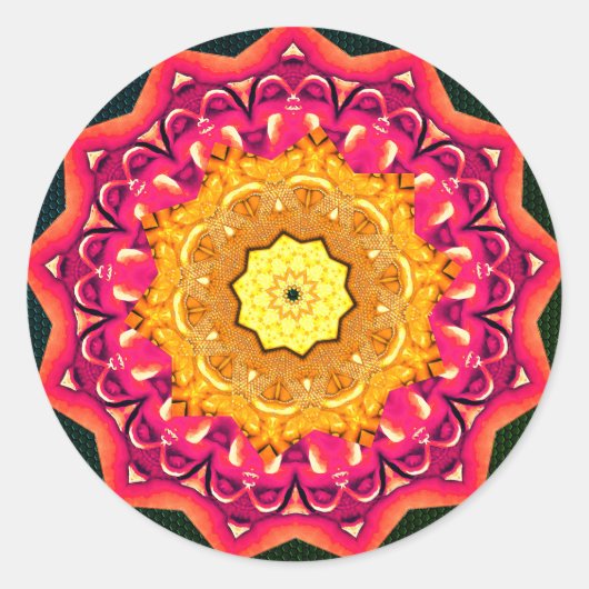 Mandala Magic Pomegranate Gold Ronde Sticker (Voorkant)