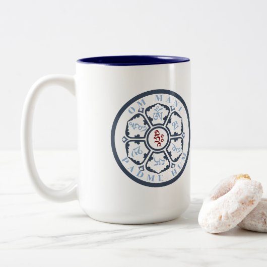Mandala Mantra Tweekleurige Koffiemok (Met donut)