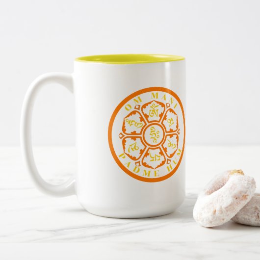 Mandala Mantra Tweekleurige Koffiemok (Met donut)
