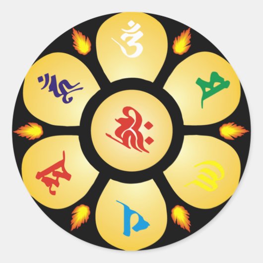 Mandala Mantra van Godin Boeddhistisch Sanskriet Ronde Sticker (Voorkant)