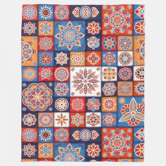 Mandala/Marokkaans Tile Pattern Fleece Deken (Voorkant)
